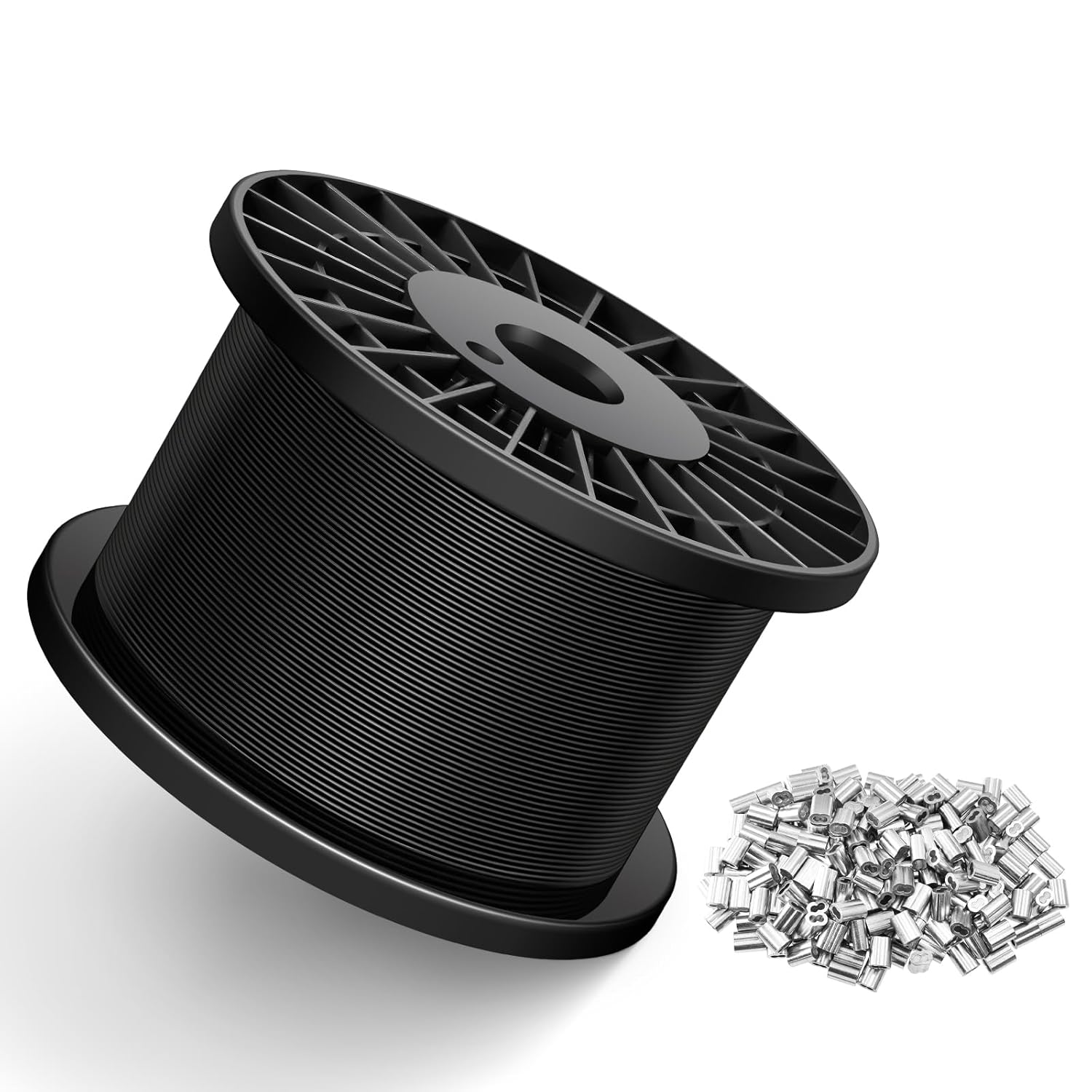 Black Vinyl Coated Wire Rope 1/16in by KALLSDY - 1000FT