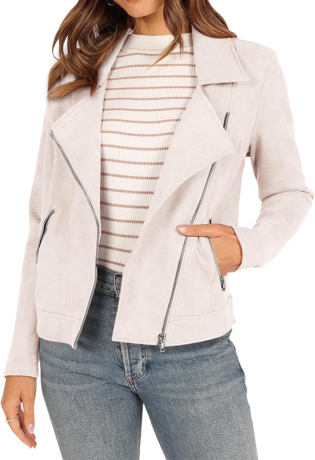 KIRUNDO Womens Faux Suede Jacket for Stylish Fall Looks