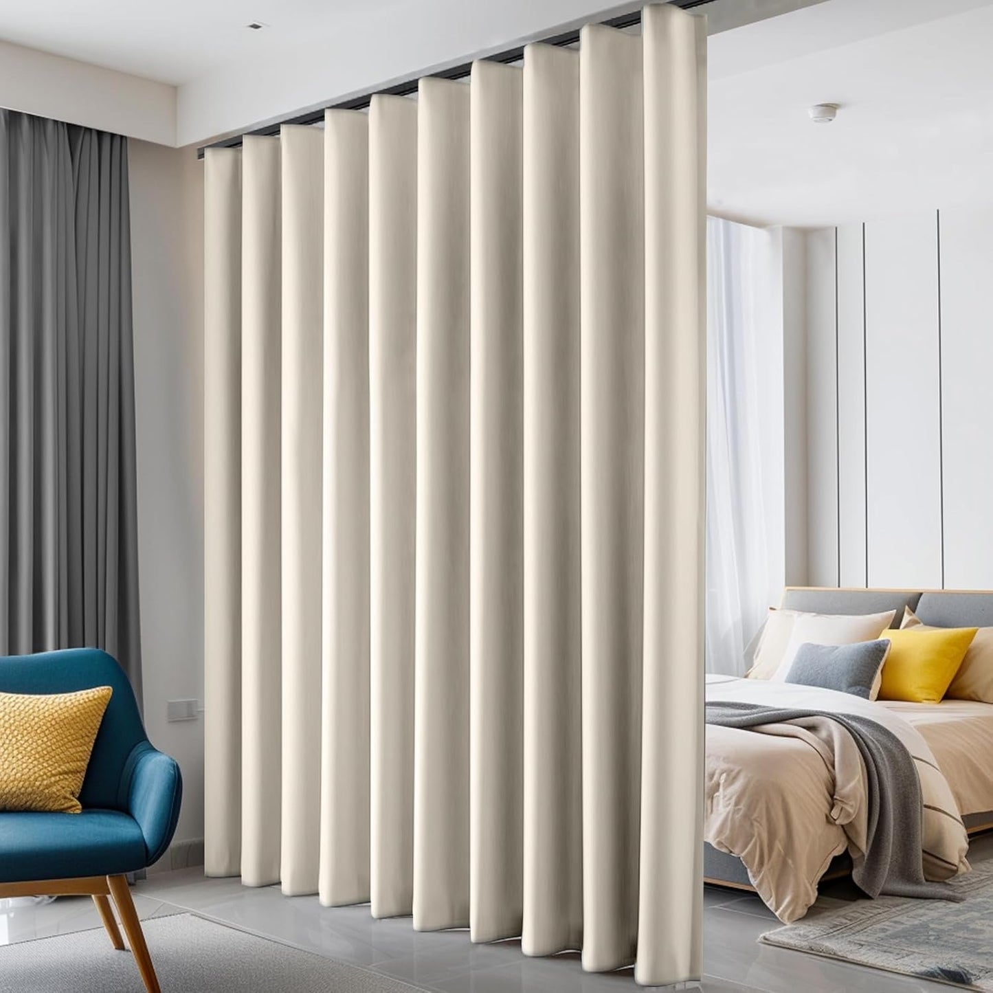 Room Divider Curtains Blackout Ceiling Track for Privacy and Space