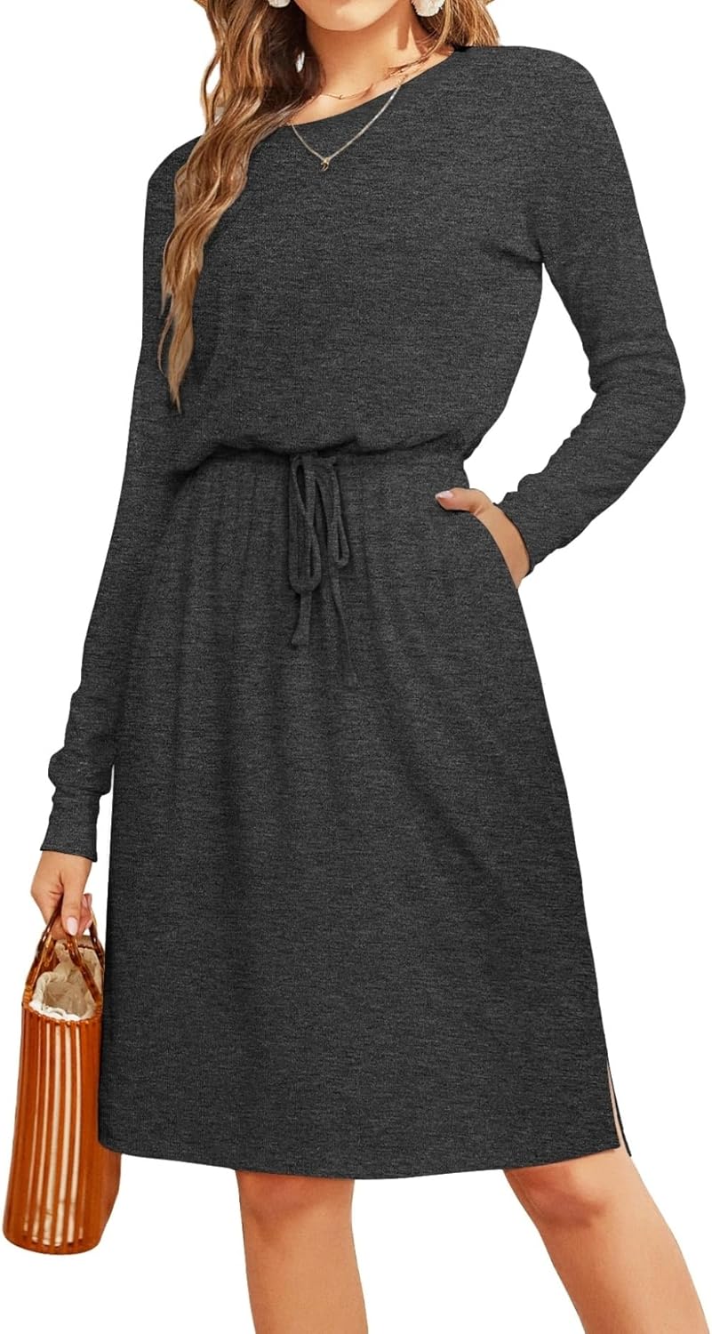 Simier Fariry Womens Summer Hide Belly Knee Length Travel Dress