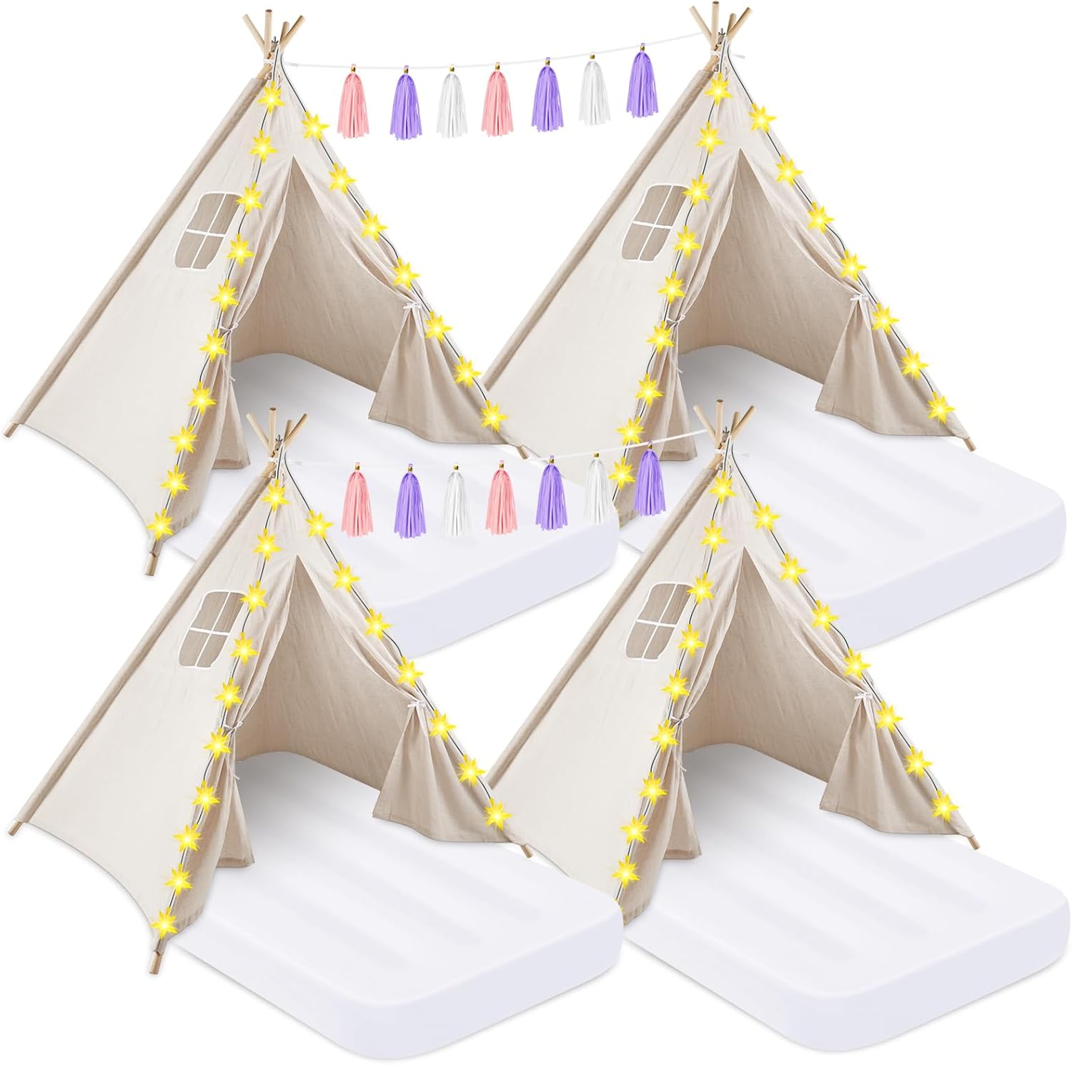 PLULON Kids Teepee Slumber Set: Airbed Included