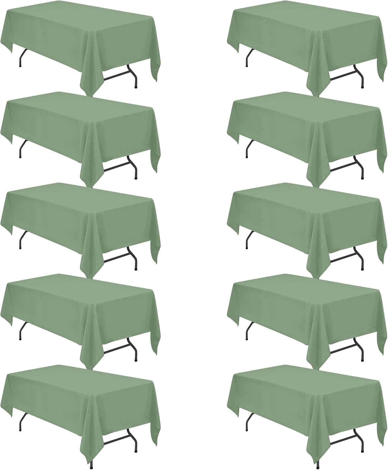 Sage Green Tablecloths for 6 Foot Rectangle Tables - 10 Pack