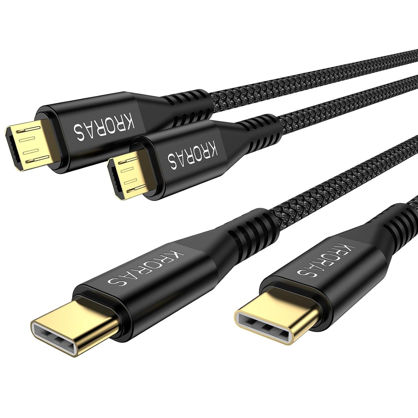 Fast Charge & Sync 2-Pack USB C to Micro USB Cable