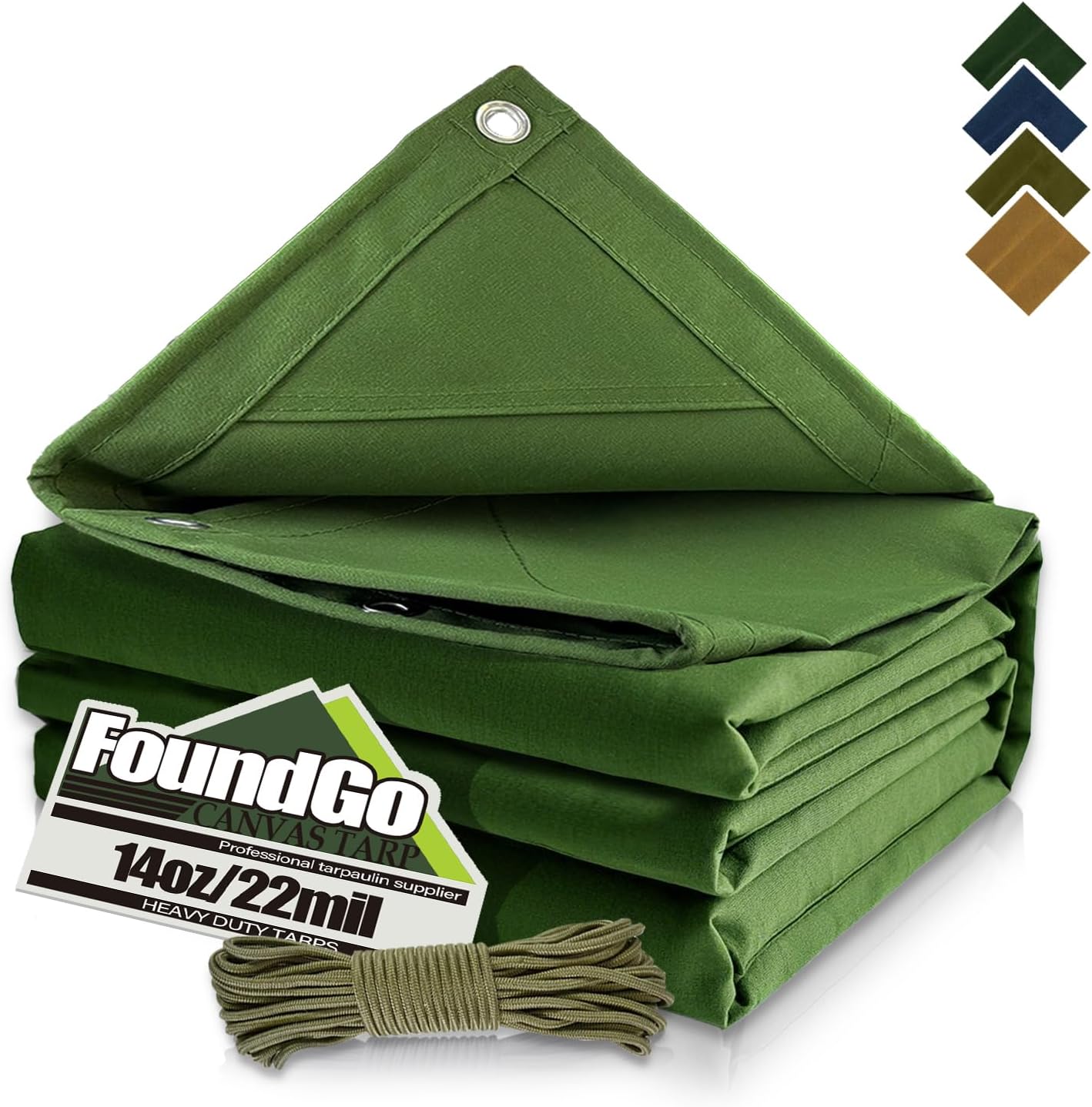 FoundGo Heavy Duty Waterresistant Canvas Tarp 12x16ft for Outdoors