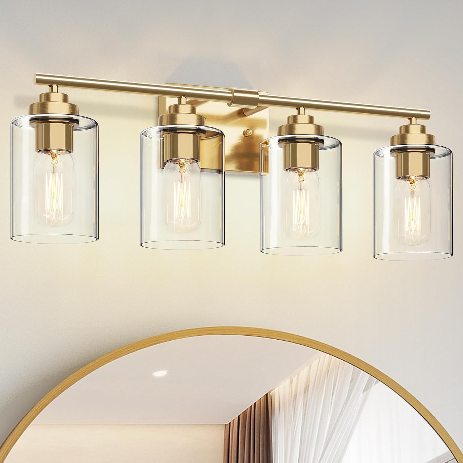 4-Light Bathroom Vanity Light with Gold Finish for Modern Decor