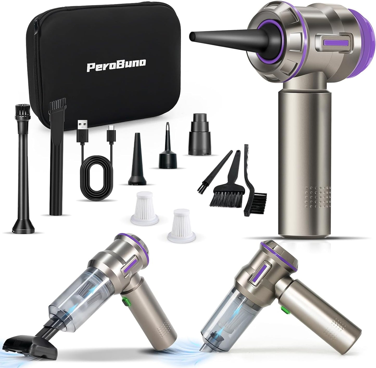 Powerful 2-in-1 Air Duster & Vacuum - Long Runtime