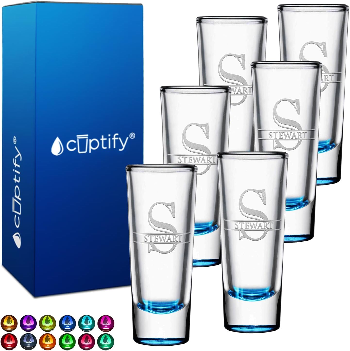 Personalized Shot Glasses Set of 6 by Cuptify for Events