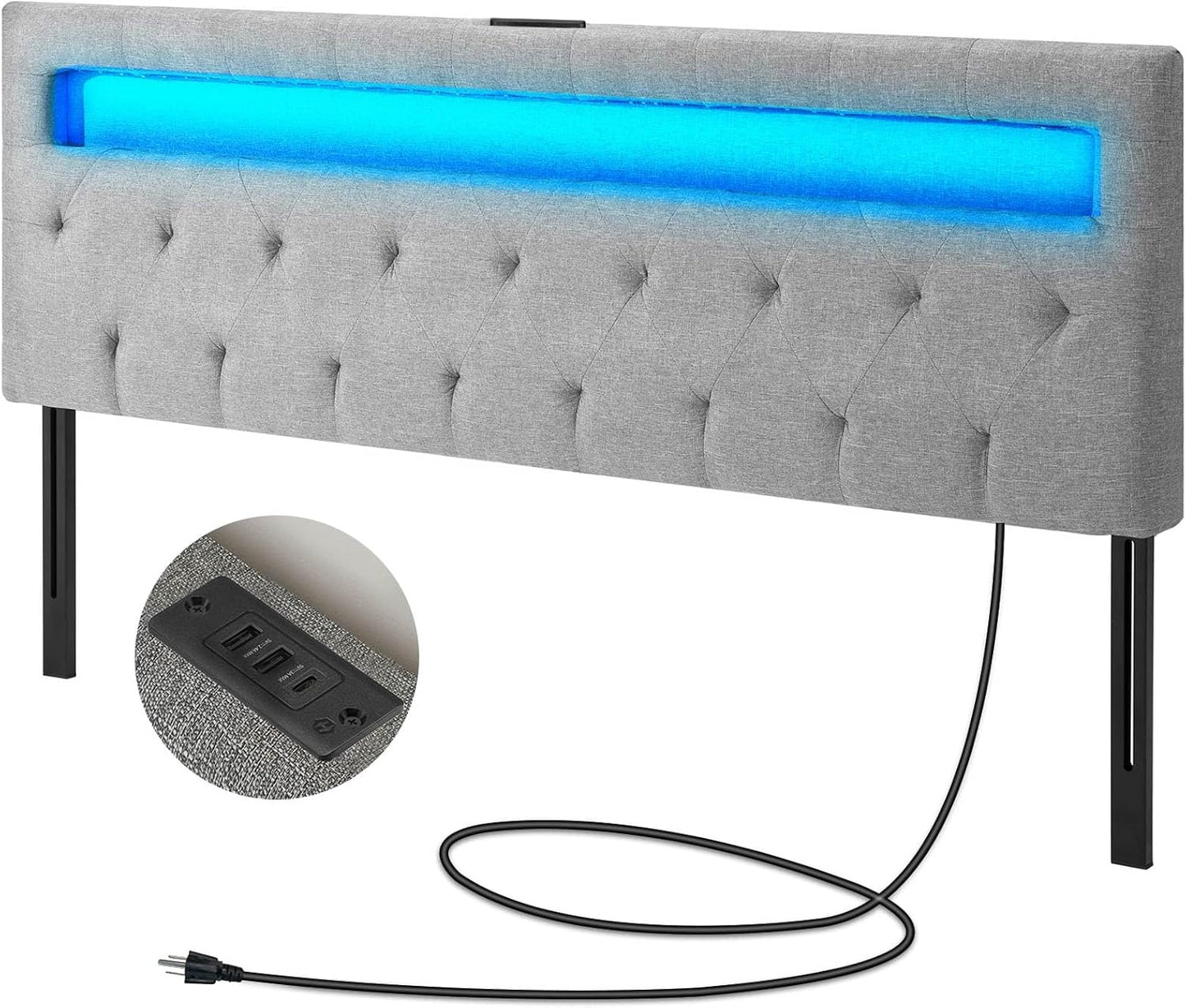 GREENSTELL Full Size Bed Headboard with 60,000 LED Colors