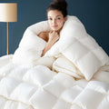 Puffy White Feather Comforter King Size - All Season Cloudlike Warmth