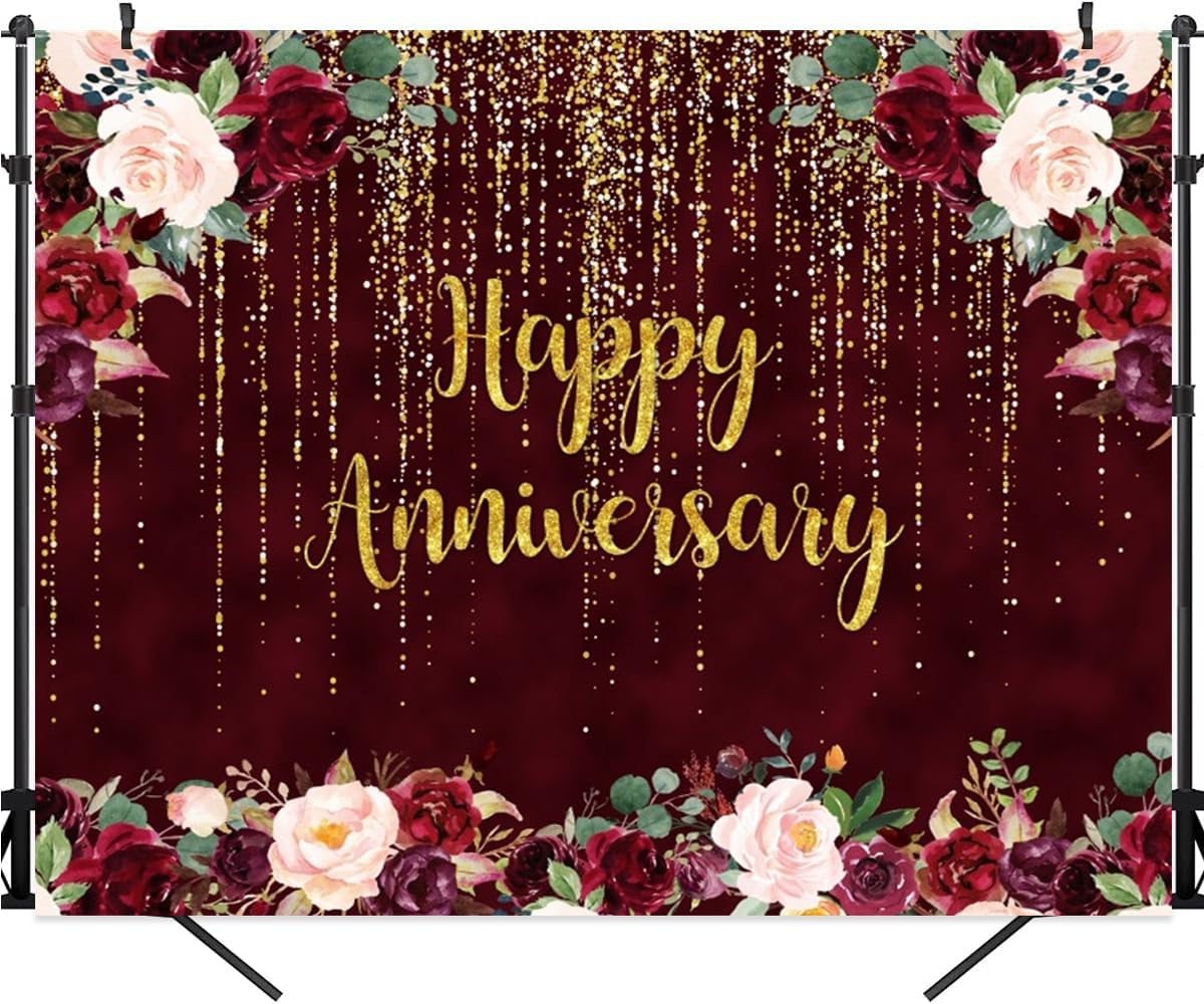 10x8ft Happy Anniversary Backdrop for Stunning Celebrations