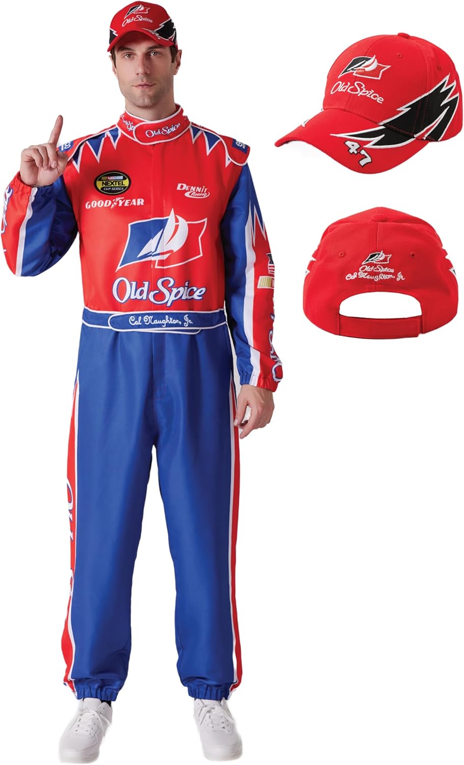 Mens Race Car Driver Costume Jumpsuit with Hat for Events