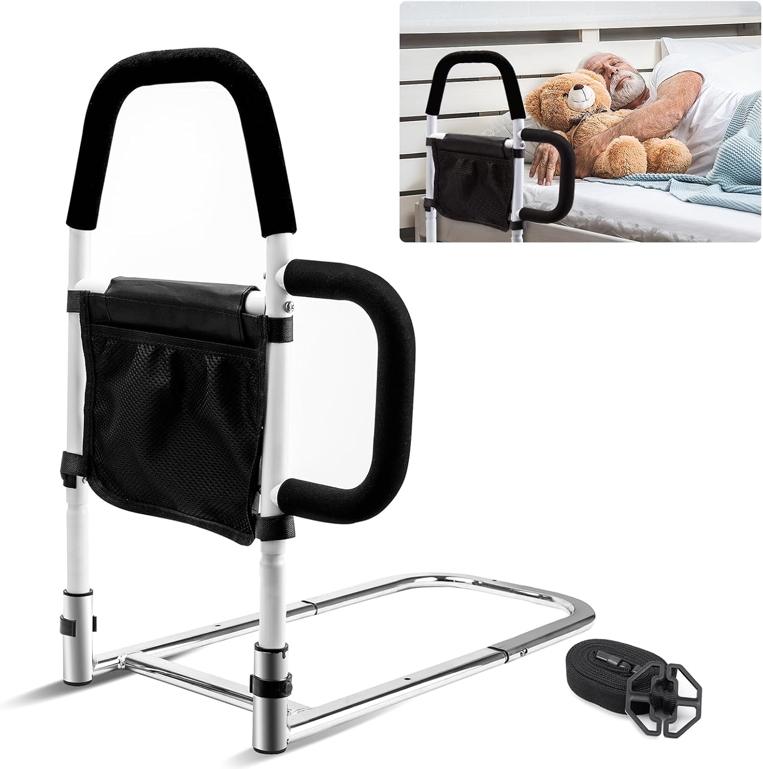 Bed Rails for Elderly Adults Safety with Double Grab Bars