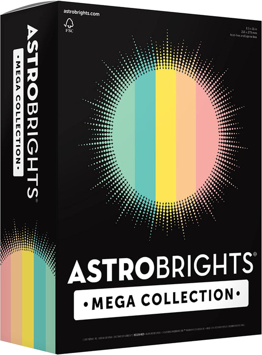 625 Sheets Astrobrights Colored Paper Pack - Vibrant Pastel Assortment!