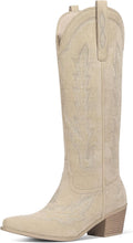 Elegant Cowboy Boots for Women with Embroidery by Ouepiano
