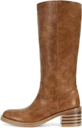 Banana Knee High Boots Square Toe Chunky Heel - Comfortable Fall Boots