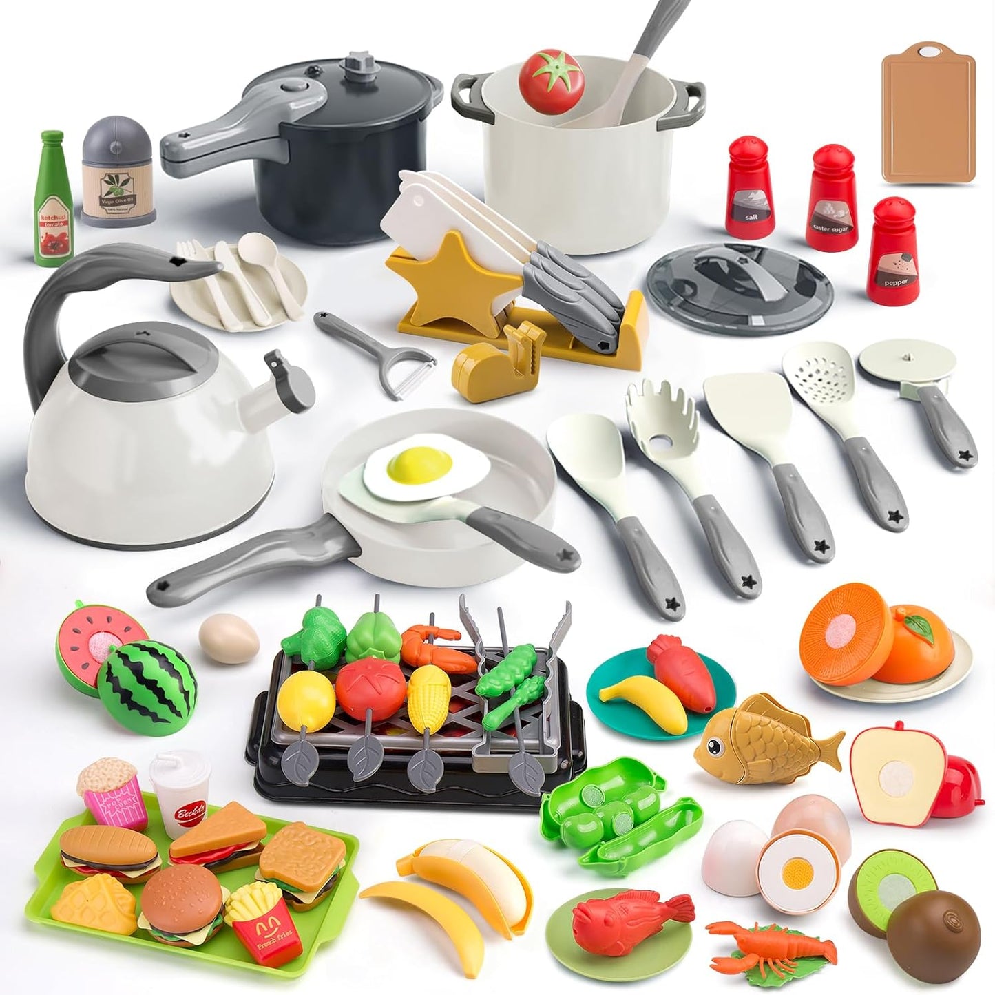 105Pcs Kids Kitchen Toy Accessories for Fun Cooking Play