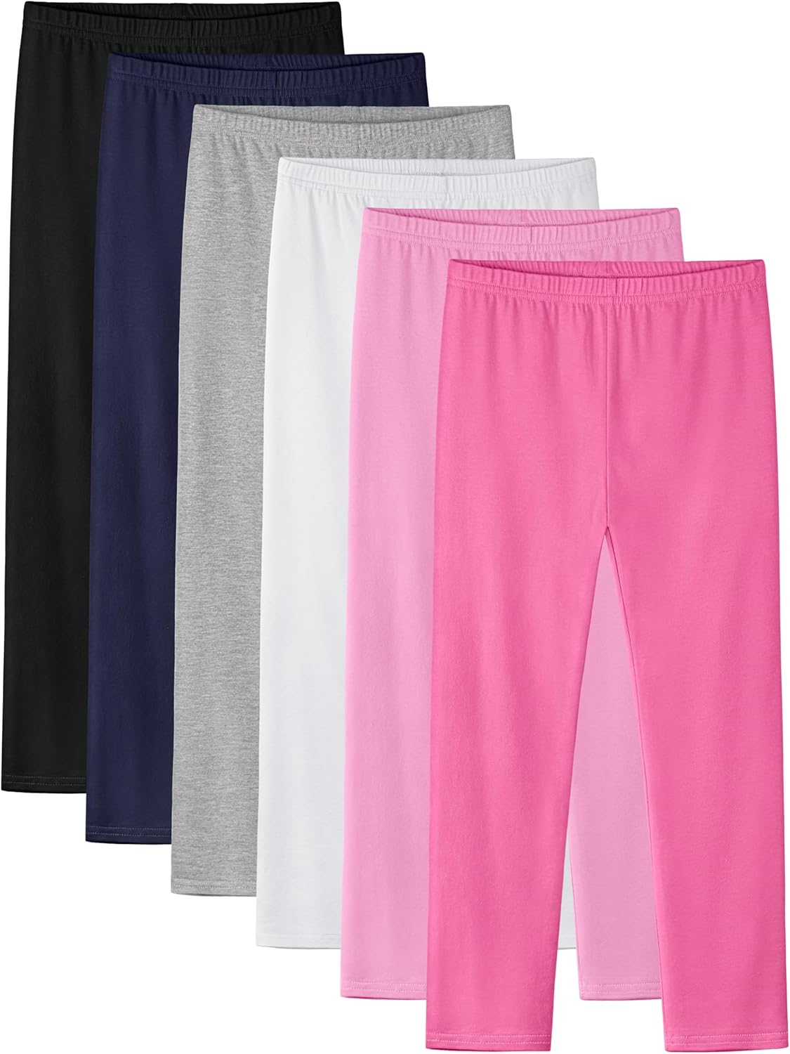 6 Pack Girls Leggings Cotton Pants for Kids Toddler Stretchy