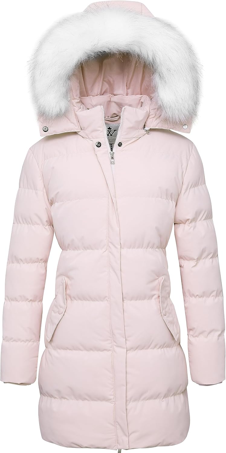 WenVen Women's Winter Thicken Puffer Coat with Faux Fur Hood