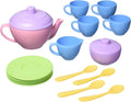 Green Toys Tea Set Pink CB - 17 Piece Pretend Play Set for Kids