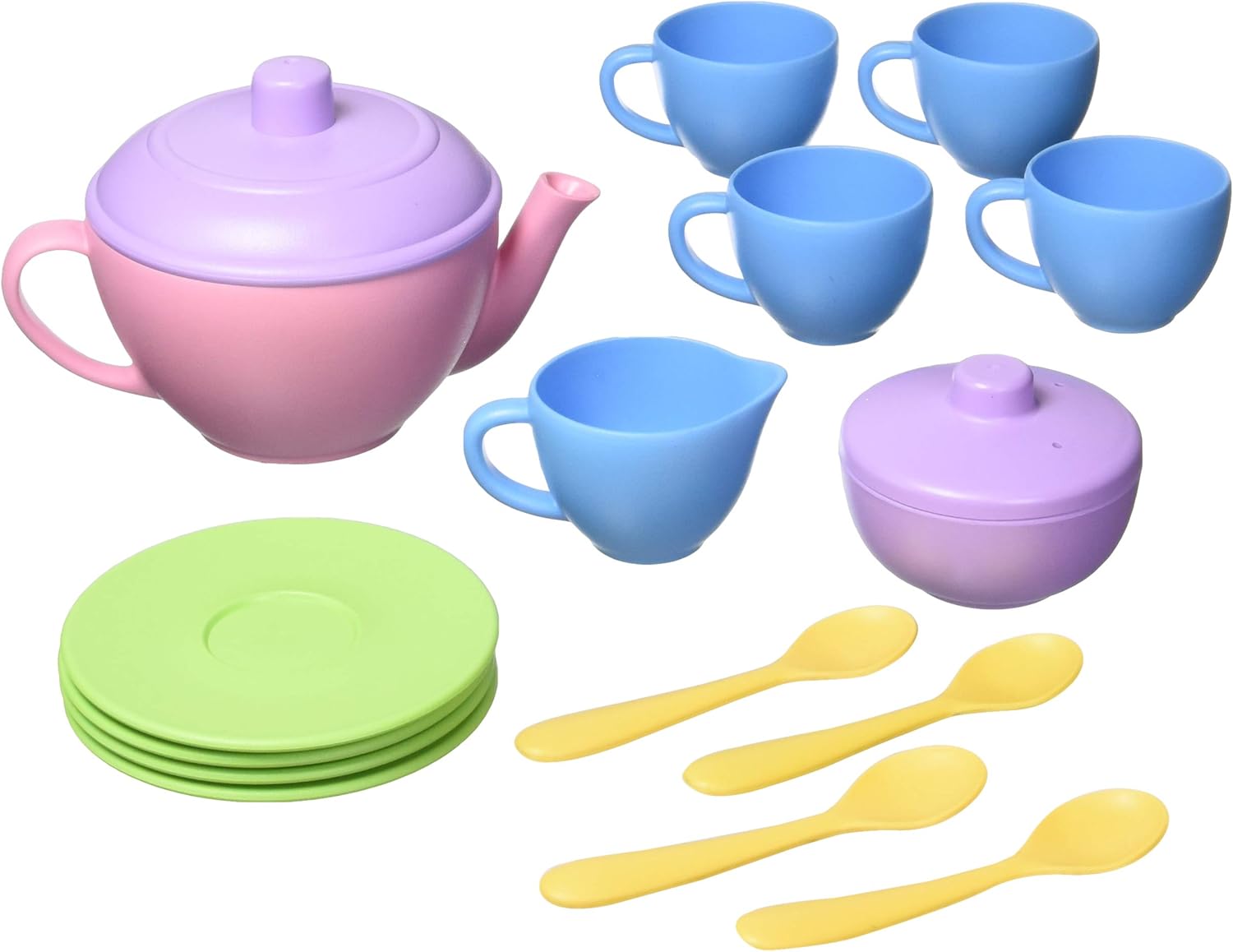 Green Toys Pink Tea Set | Pretend Play Skills Boost | USA-Made