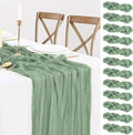 Sage Green Cheesecloth Table Runner 12 Pack 35x120 in - Boho Sheer