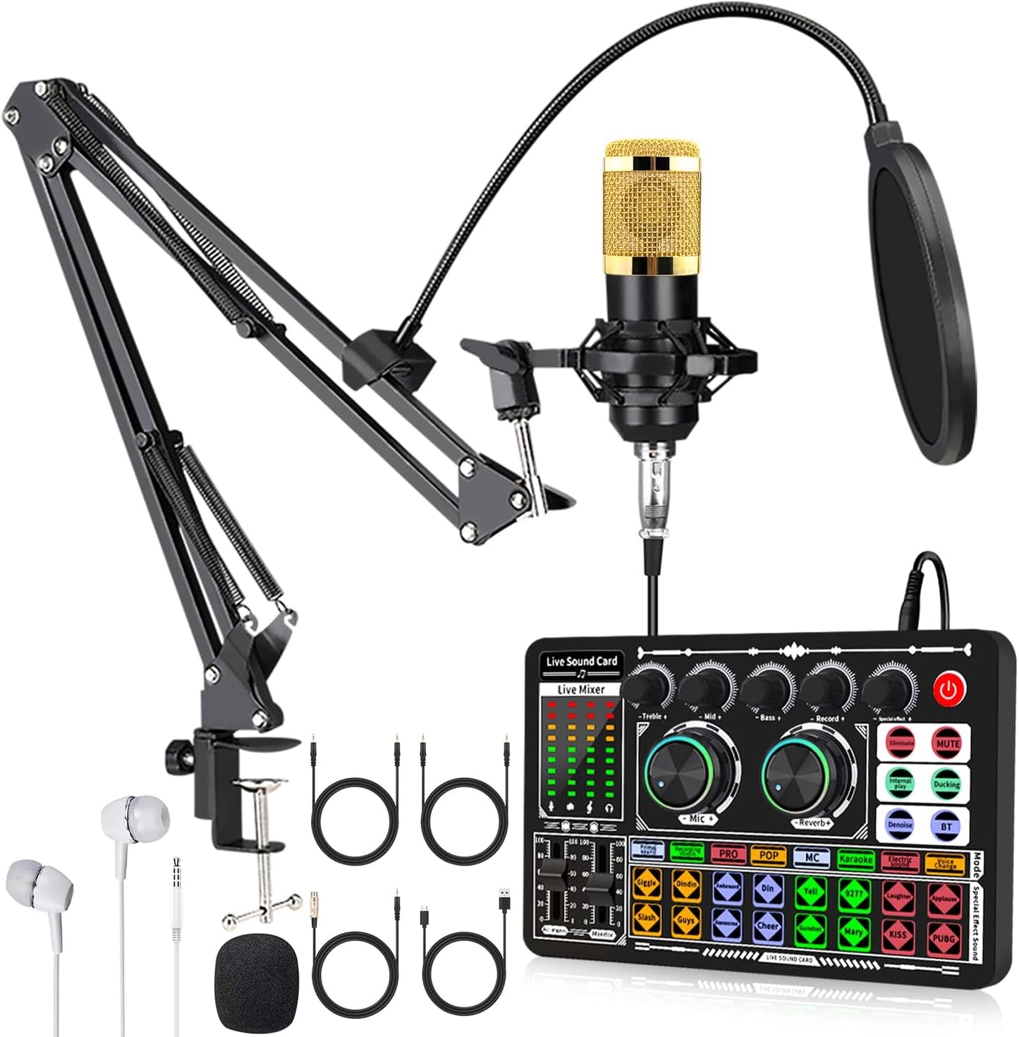 F999 Podcast Equipment Bundle with BM800 Mic for Streaming