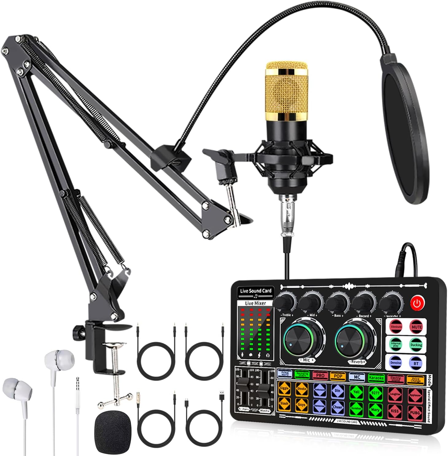 F999 Podcast Equipment Bundle with BM800 Mic for Streaming