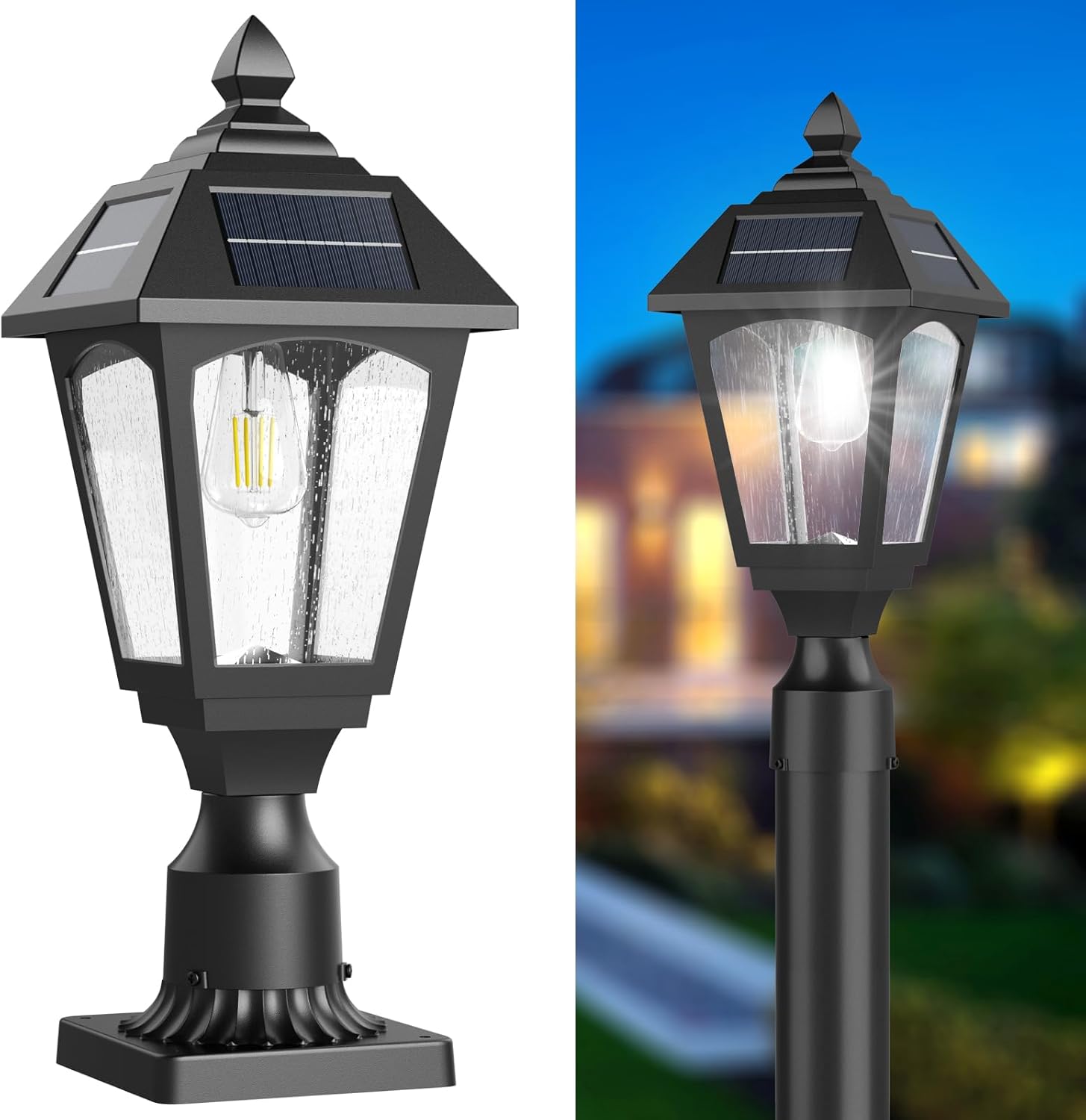 Solar Post Lights Outdoor for Yard Garden with Pier Mount Base