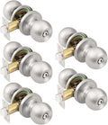 Brushed Nickel Door Knob for Bedroom Bathroom - Privacy 5 Pack