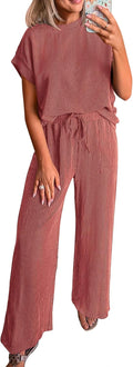 KIRUNDO Summer Two Piece Lounge Set Women - Comfortable Ribbed Knit