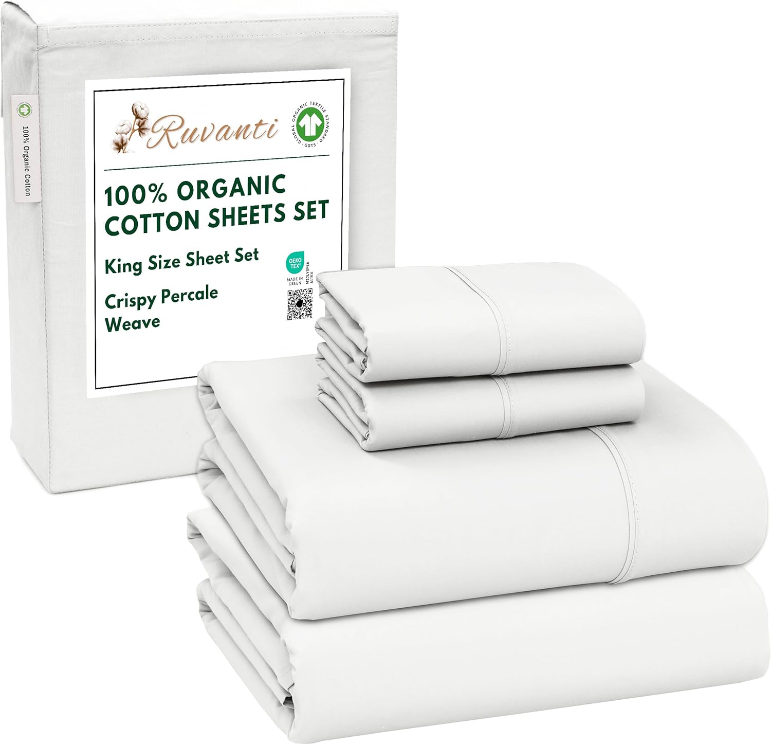 100% Organic Cotton King Size Sheets - Crisp & Breathable Bedding