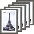 13x19 Picture Frame Set of 5 Gray Solid Wood Poster Frames - Natural