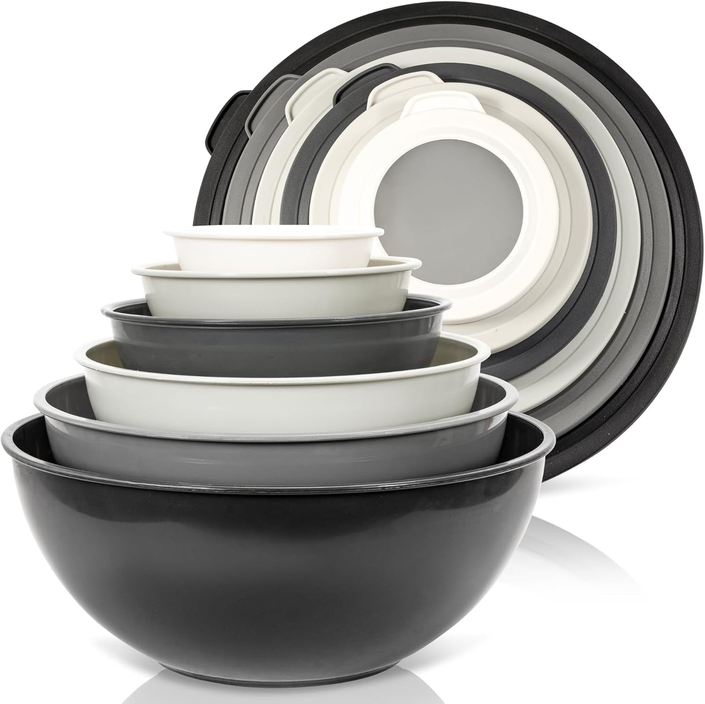 WHYSKO Mixing Bowl Set: 12 Piece Colorful Plastic Bowls