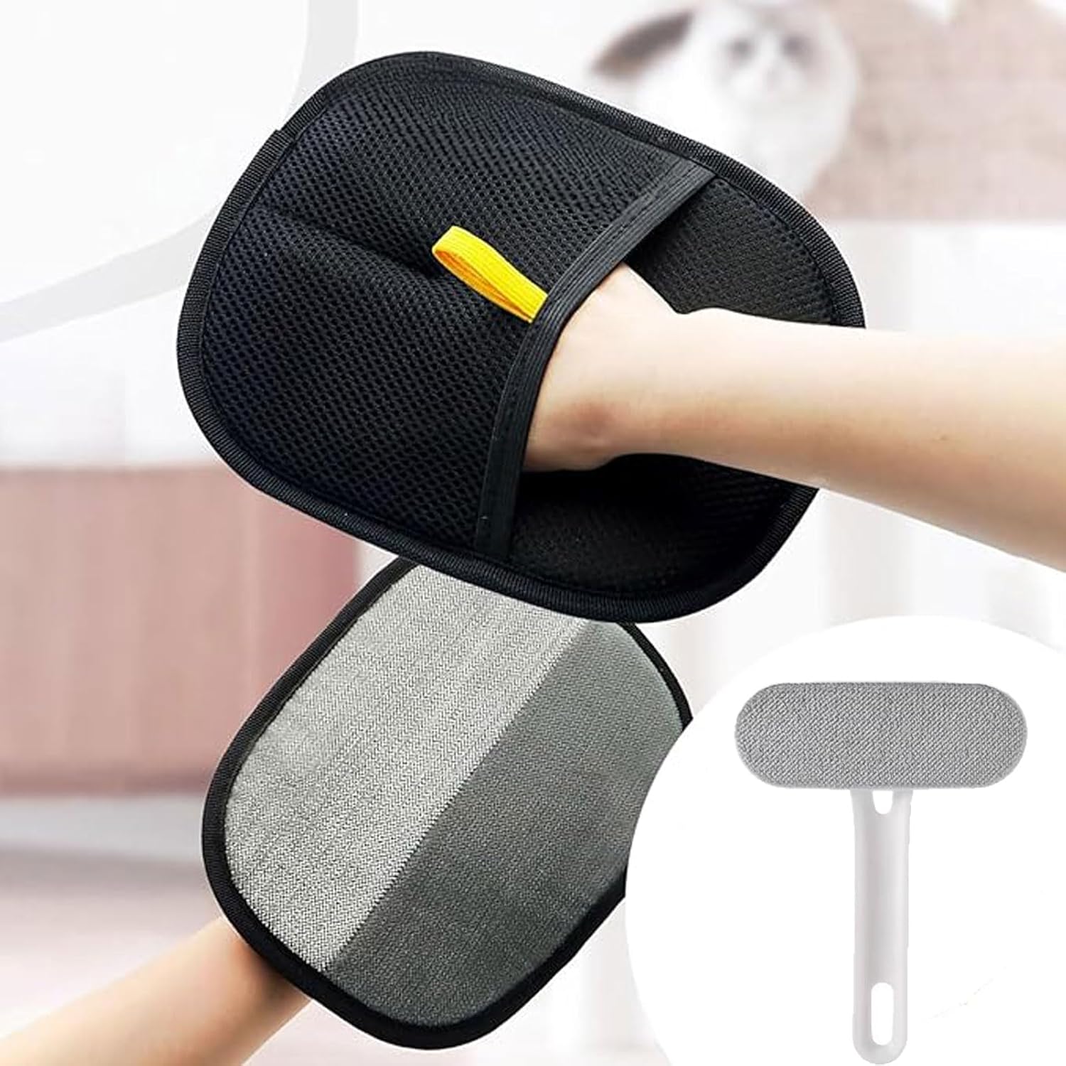 Arrebol Double-Sided Pet Grooming Gloves - Fur-Free Bliss!