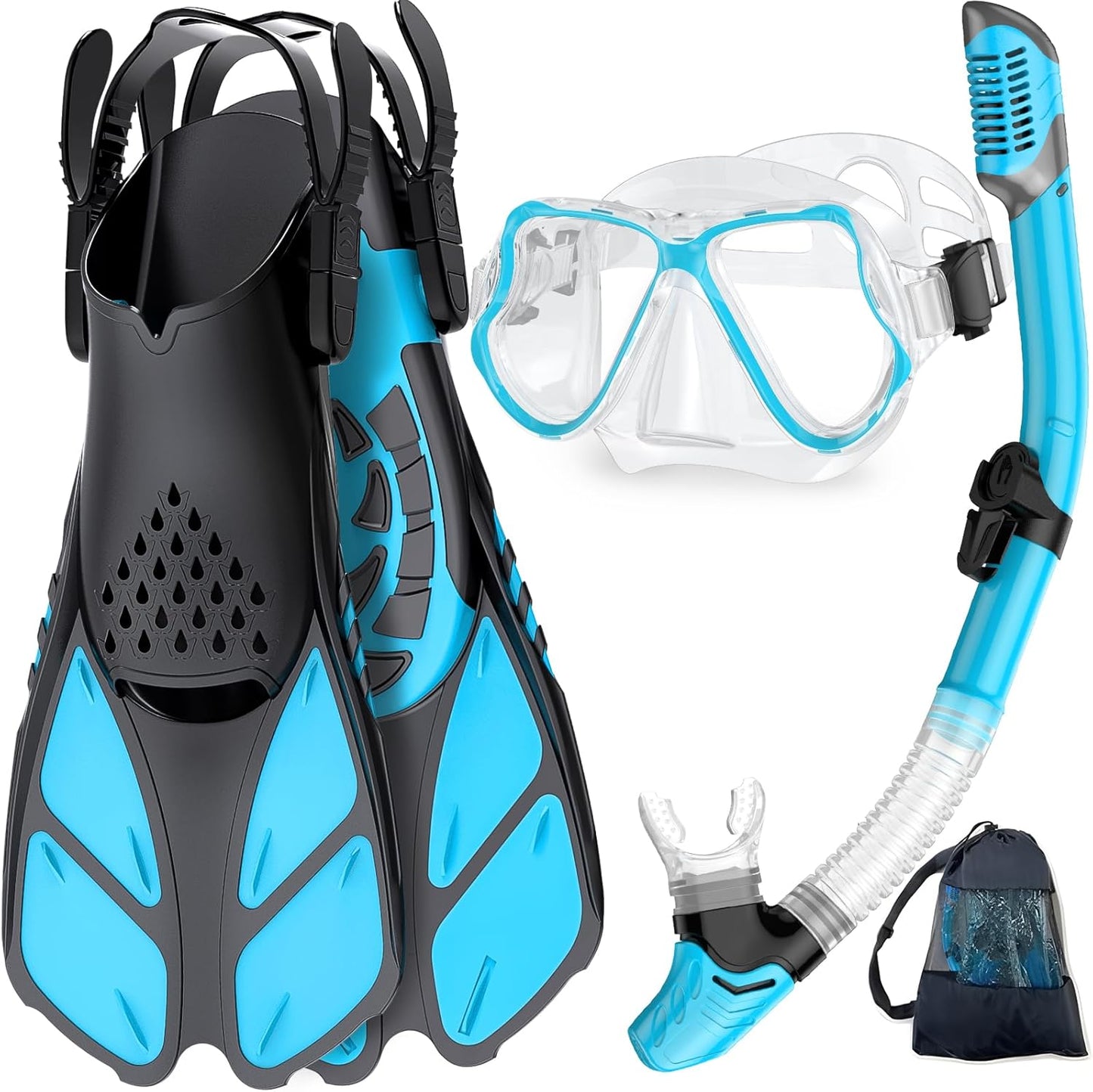Zenoplige Snorkel Set: Panoramic View, Anti-Fog, Adjustable Flippers