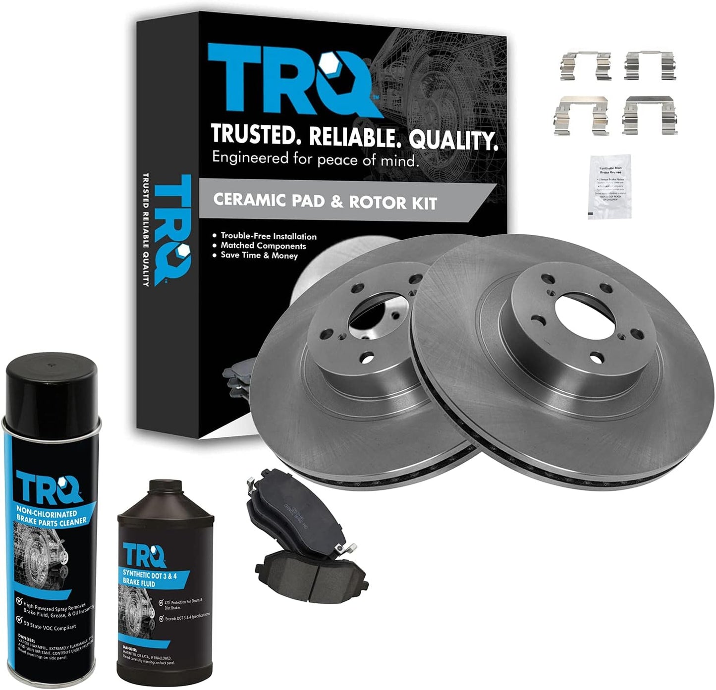 TRQ Front Brake Pad & Rotor Kit for Subaru Vehicles 2004-2012