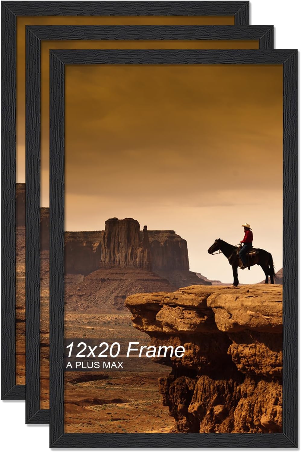 12x20 Picture Frame Set of 3 - Black Engineered Wood Frames