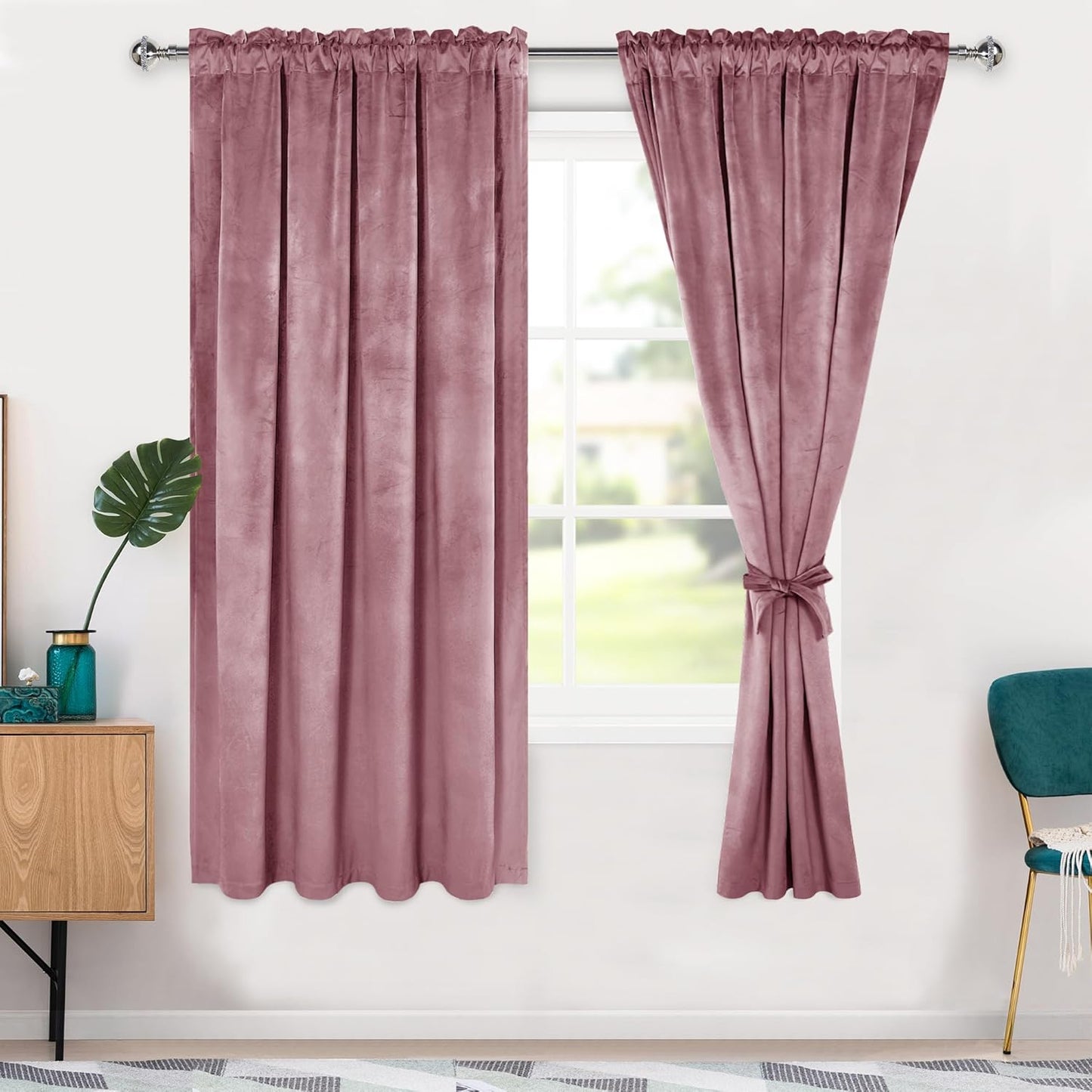 Hiasan Velvet Curtains 72in Blackout Thermal Insulated