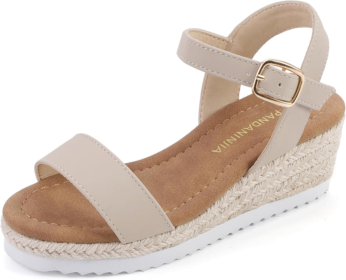 PANDANINJIA Girls Sandals Wedge Platform Espadrille Heels