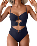 One Piece Ring Linked Monokini Swimsuit - Flattering Cutout Design