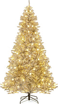 Goplus 8 ft Pre-Lit Snow Flocked Christmas Tree - Elegant Holiday