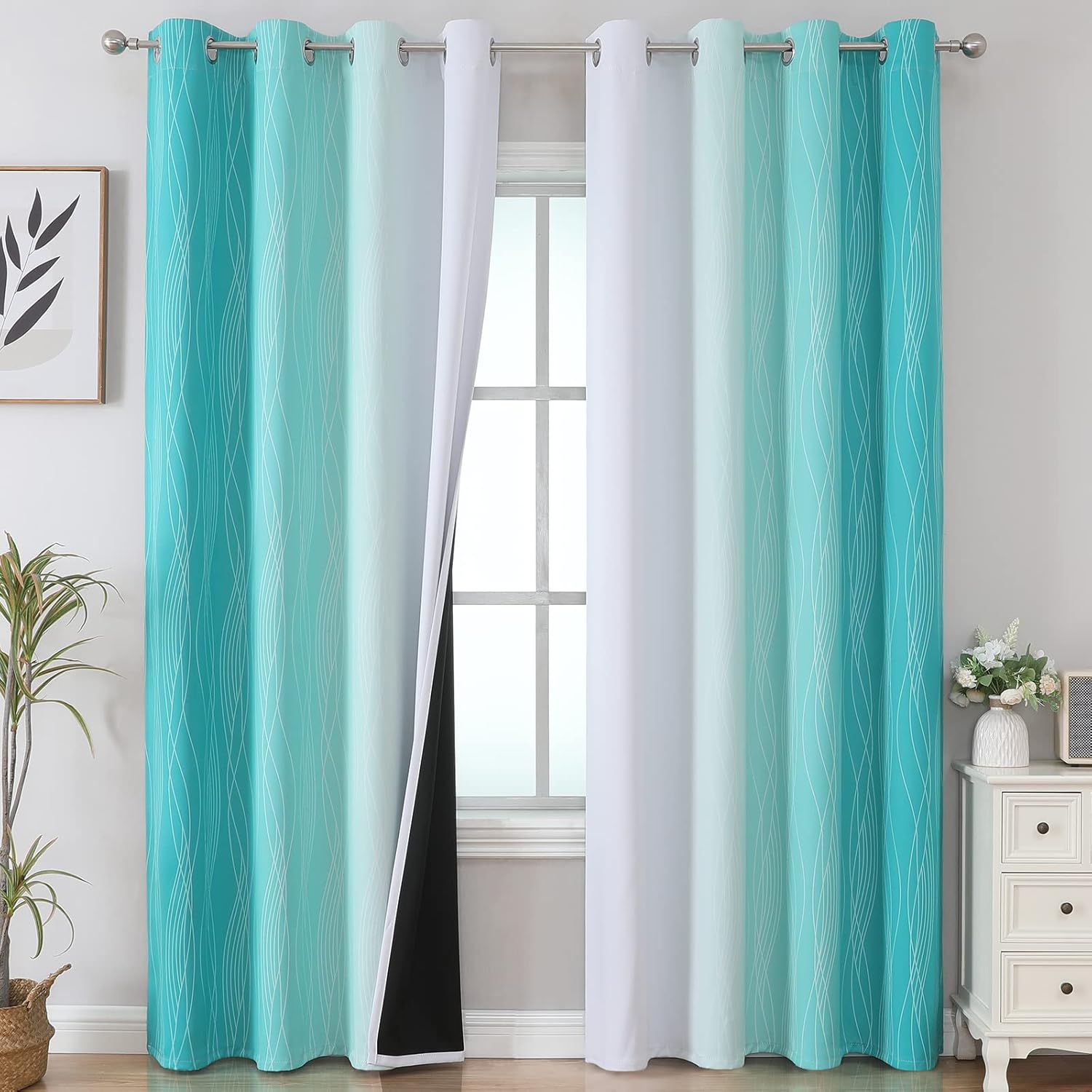 Ombre Blackout Curtains Set for Bedroom and Living Room Use