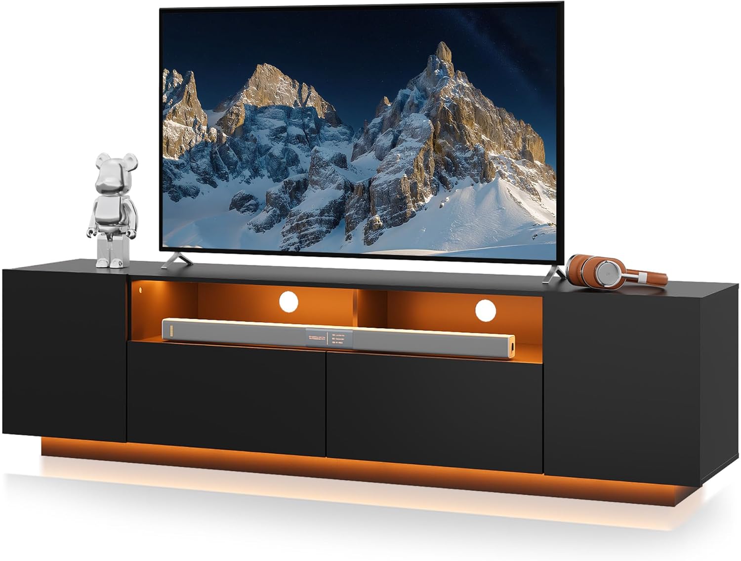 WLIVE LED TV Stand with Large Storage for 55 to 75 Inch TVs