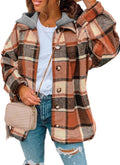 SHEWIN Hooded Plaid Flannel Shacket Jacket - Cozy Layering Choice