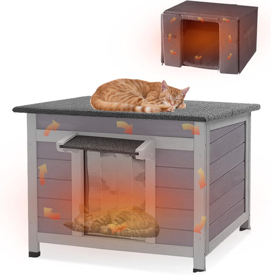 GUTINNEEN Insulated Outdoor Cat House for Feral Cats and More