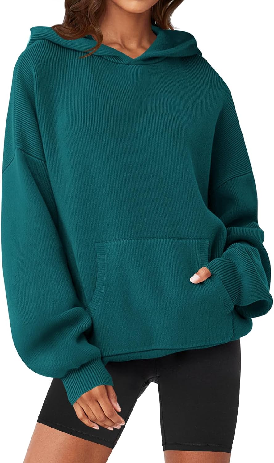 MEROKEETY 2024 Fall Oversized Hoodie with Pockets