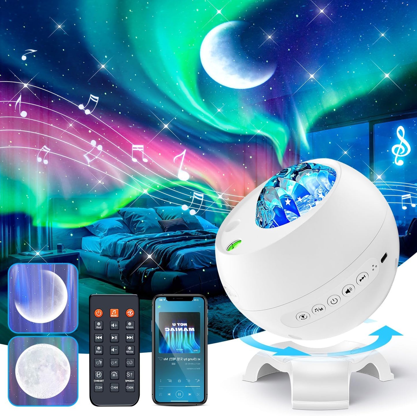 Nordic Night Sky Projector: 90 Modes, Bluetooth, Timer & Remote Control - Dreamy Bedroom Gift