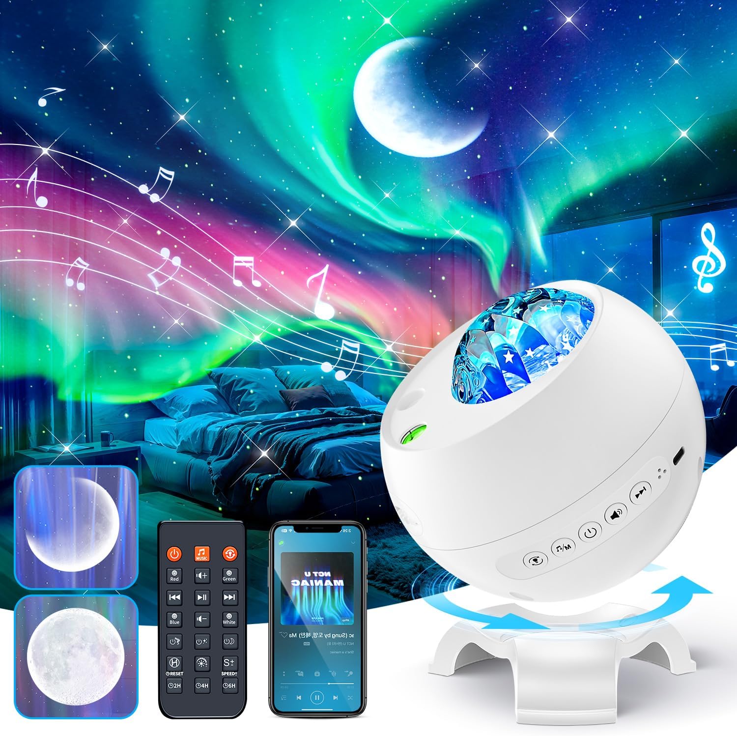 Nordic Night Sky Projector: 90 Modes, Bluetooth, Timer & Remote Control - Dreamy Bedroom Gift