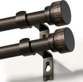 2 Pack Modern Antique Brown Curtain Rods 16 to 60 in - Heavy Duty