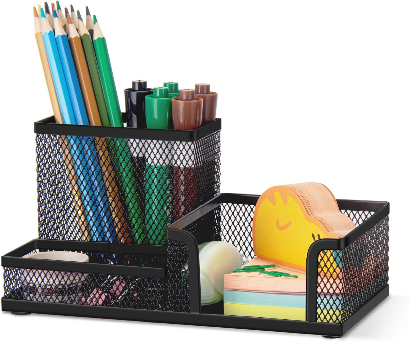 Comix Mesh Desk Organizer - 3 Compartment Pen Holder